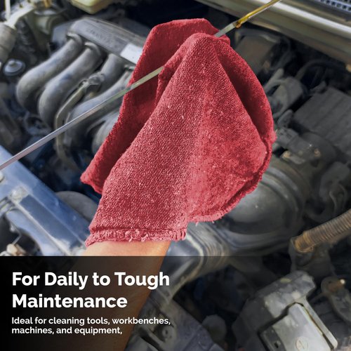 REED & PICK Cotton Shop Towels Red – (Pack of 150) Size 14x14 Inches Cleaning Rags – Absorbent Shop Rags and Multipurpose Cleaning Towels for Automobiles, Industries, Garage and Homes