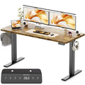 WALKINGDESK 48x24 Inches Height Adjustable Electric Standing Desk with 2 Hooks for Home Office, Ergonomic Sit Stand up Desk with Splice Board, Rustic Brown