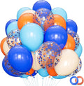 68Pcs Blue & Orange Balloons - 12 Inch Nude & Deep Light Blue Birthday Party Decor