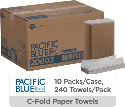 GP PRO Pacific Blue C-Fold Paper Towels - White, 240 Towels Per Pack | 10 Packs for Ultimate Cleanliness