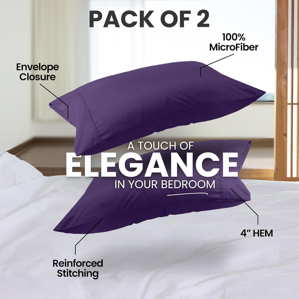 Utopia Bedding Queen Pillow Cases - Soft Brushed Microfiber - Fade Resistant | 20 x 30 Inches, Eggplant - 2 Pack