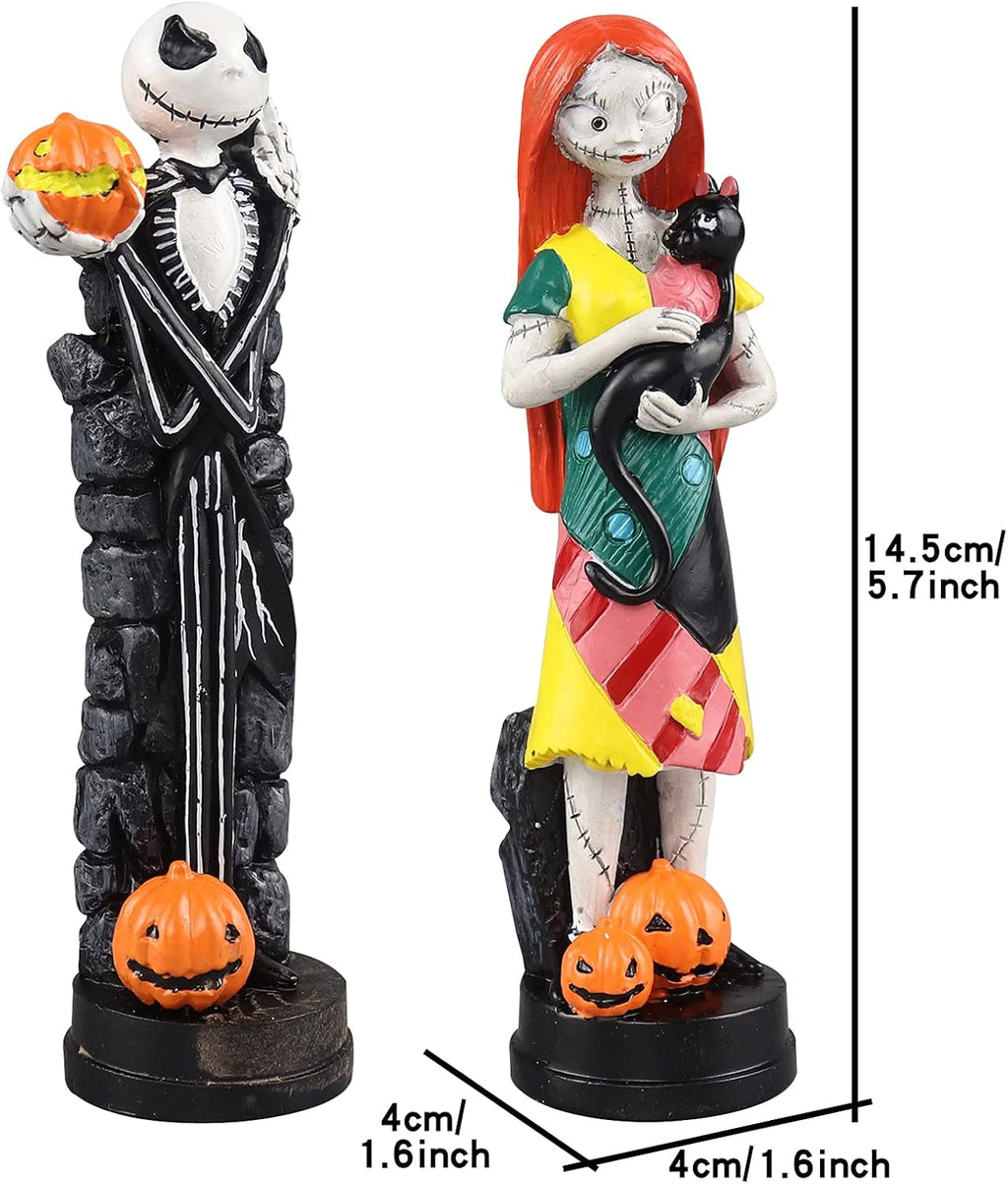 Nightmare Before Christmas Figurines Set - Jack Skellington & Sally Halloween Statues | Home Decor Gift