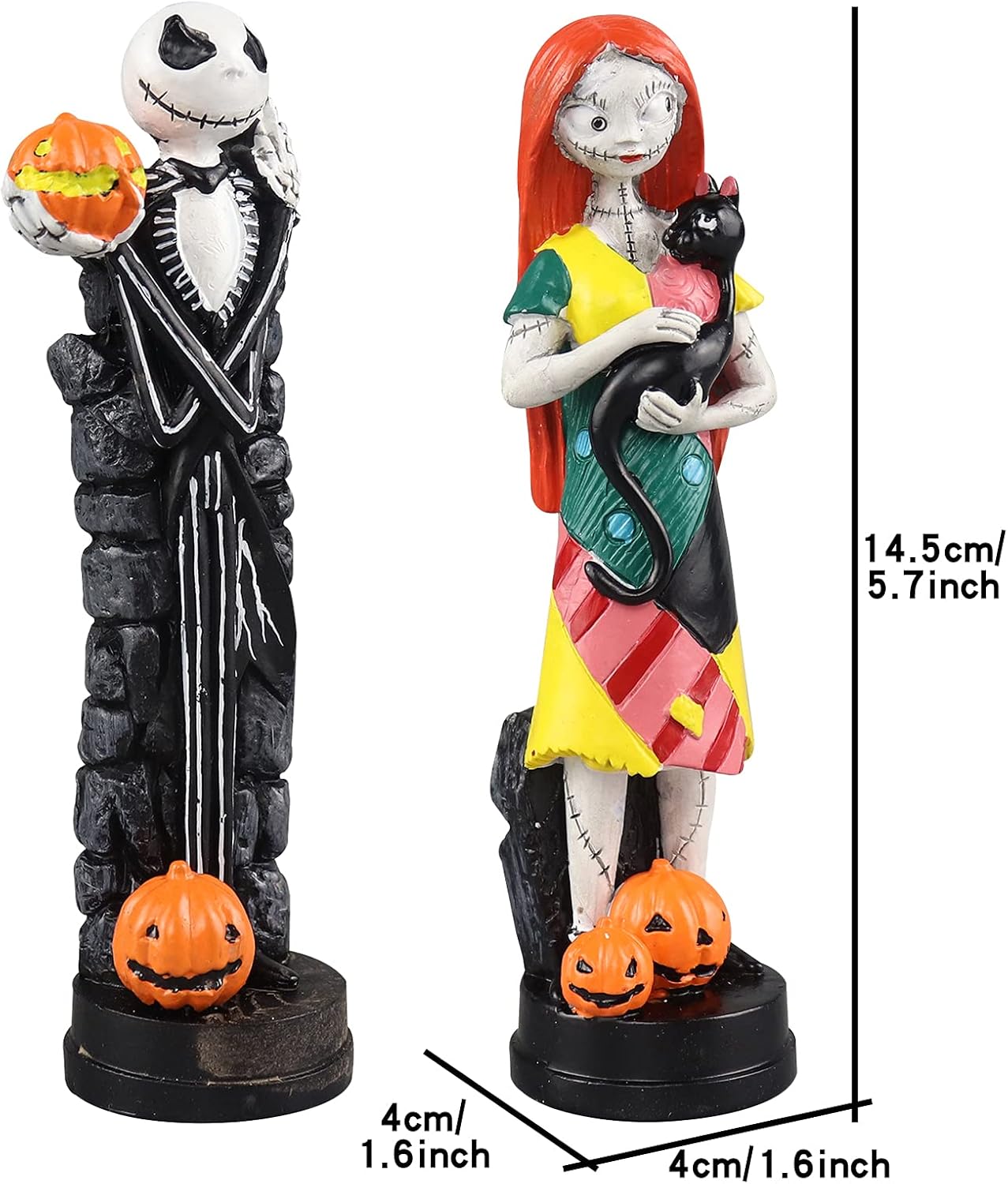 Nightmare Before Christmas Figurines Set - Jack Skellington & Sally Halloween Statues | Home Decor Gift