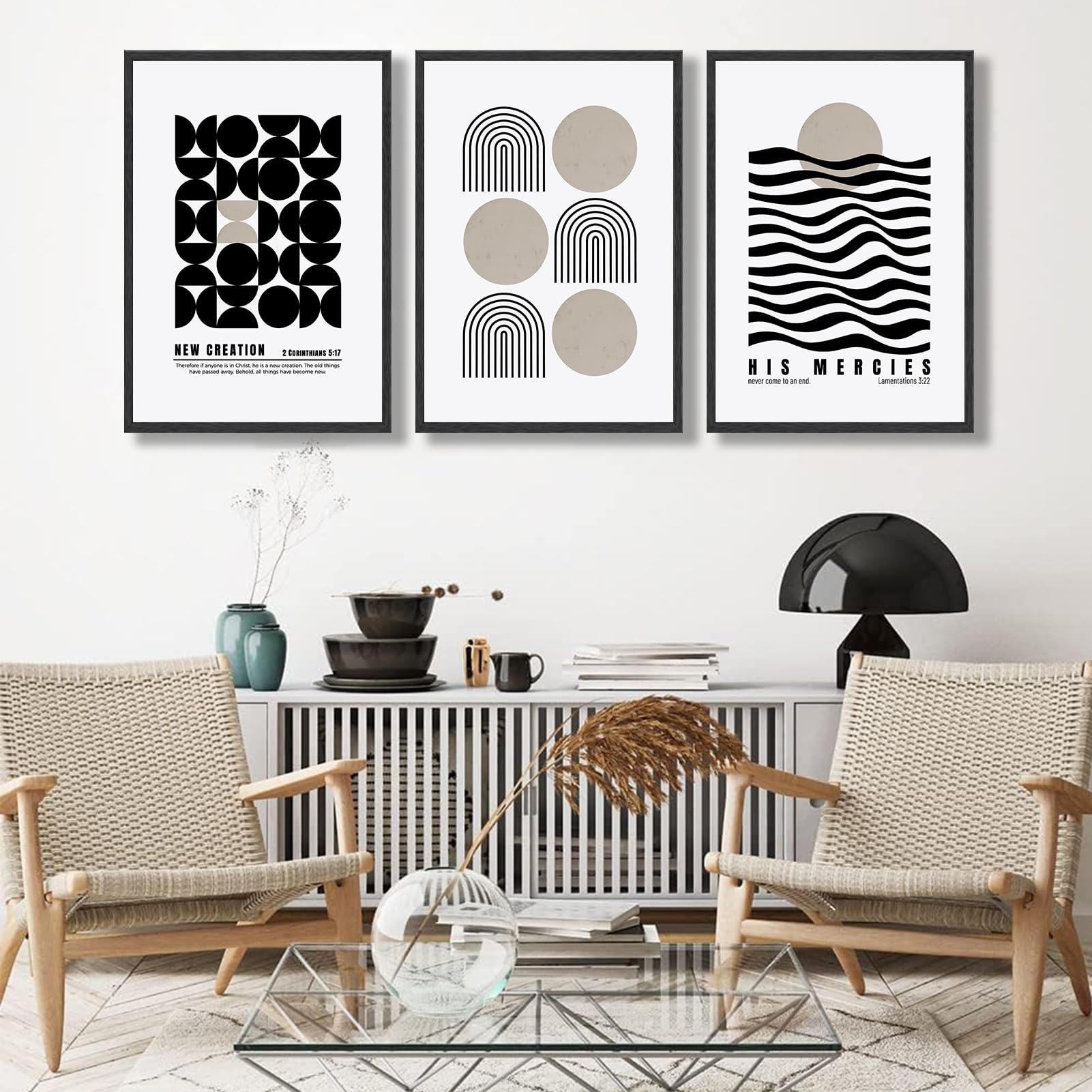 COYIKC 3Pcs Black and White Christian Canvas Wall Art Minimalist Bible Prints Jesus Faith Scripture Wall Decor Pictures Modern Abstract Painting artwork for bedroom office home decoration 16x24in