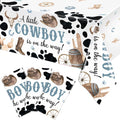Ganeen 3 Pcs Western Cowboy Party Decorations Cowboy Tablecloth Disposable Plastic Table Cover Waterproof Tablecloth for Western Rodeo Baby Shower Birthday Party Decor, 54 x 108 Inch
