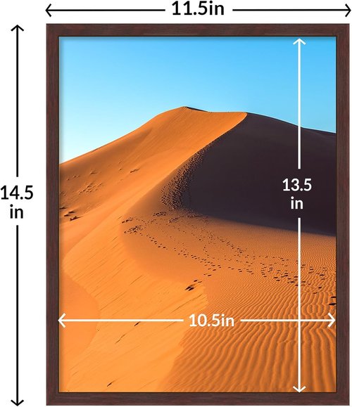 LaVie Home 11x14 Picture Frame - Classic Brown Frame with HD Plexiglas for Vertical/Horizontal Display