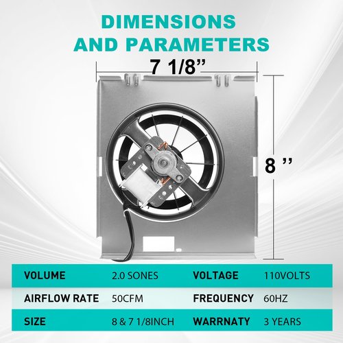 【Upgrade】 C350BN B Unit 50CFM Fan, Compatible with Nutone 696N(695) B Unit, C-350C2/VC-307C2ND B, C-350/370A-A Units Only, VC305C2N, VC305AN, 690-A, 696NC Bathroom Fan, 2.0 Sone,8" x7 1/8"
