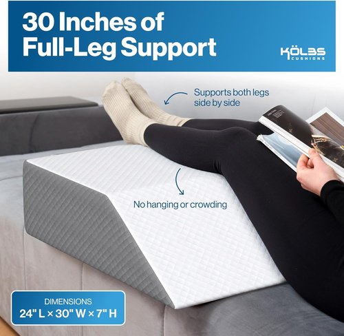 Kölbs Extra Wide Leg Elevation Pillow - Chic Jacquard Cover for Ultimate Comfort | XL Size for Post-Surgery Relief