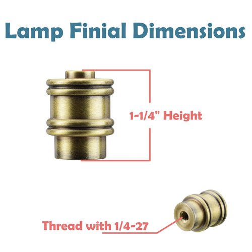 Aspen Creative 24030-41, Bumped Cylinder Finial for Lamp Shade, Steel in Antique Brass Finish, 1-1/4" Height