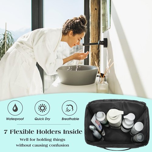 Attmu Mesh Shower Caddy - Portable Quick Dry Hanging Toiletry Bag | Large Capacity for Dorm & Camping (Black)