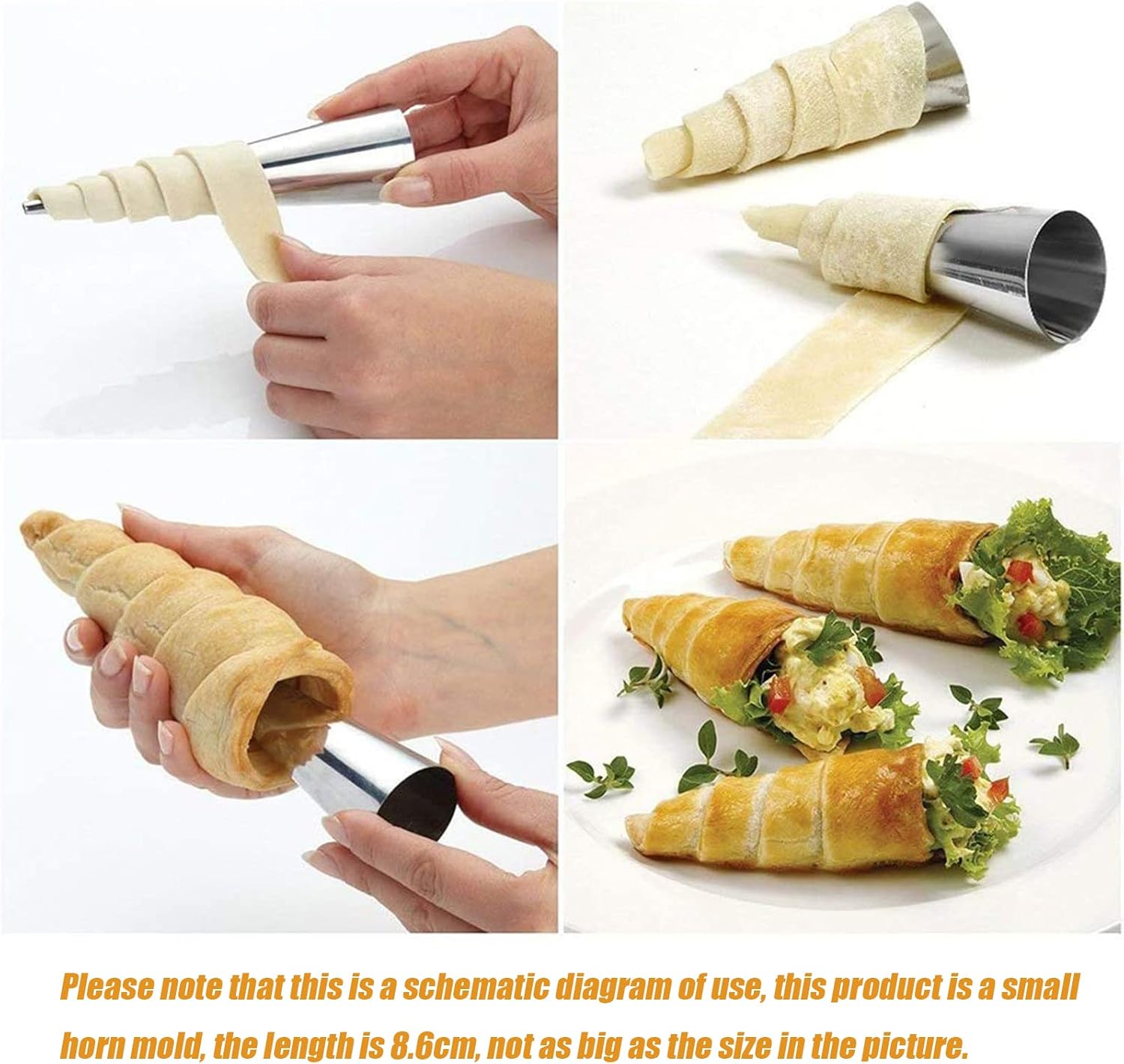 RoseFlower Non-Stick Cream Horn Cones - 30pcs Stainless Steel Cannoli Mould Set for Baking & Pastry