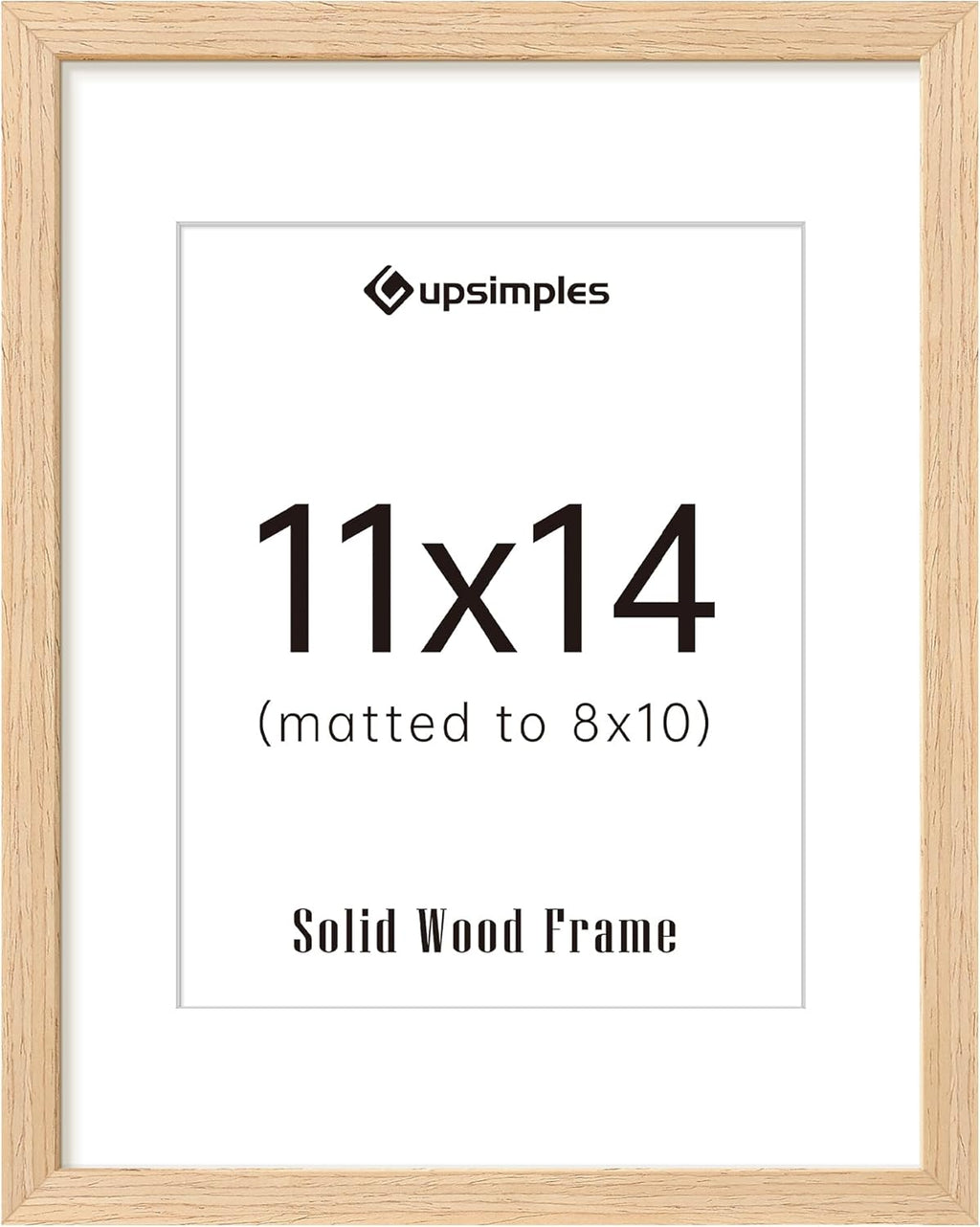 Upsimples 11x14 Picture Frame - Natural Solid Wood Frame for 8x10 or 11x14 Photos | Vertical & Horizontal Display