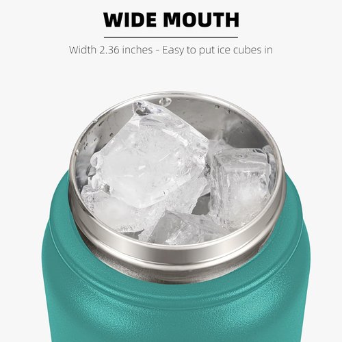 Fanhaw 32 Oz Insulated Stainless Steel Water Bottle - Leakproof Vacuum Design | Anti-Dust Chug Lid (Green Blue)