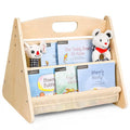 AZSKY Double-Sided Toddler Bookshelf for Kids, Montessori Bookshelf to Display Books, Sling Book Rack Organizer, Playroom Classroom Nursery Book Shelves, Wooden Kid Bookcase for Baby Girl Boy（Beige）