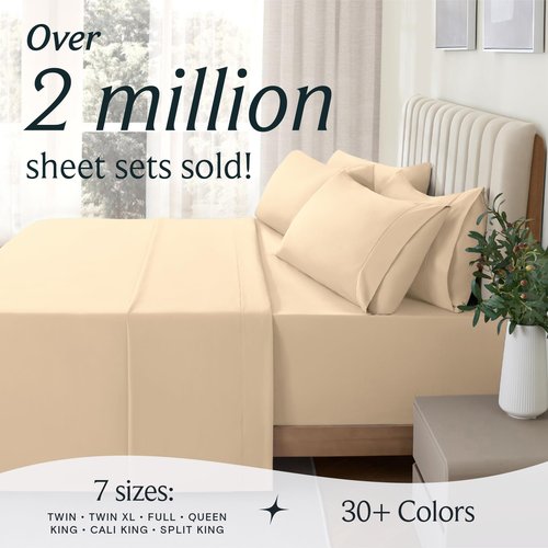 LuxClub 4 PC Sheet Sheets Deep Pockets 18" Eco Friendly Wrinkle Free Kids Fitted Sheets Machine Washable Hotel Bedding Silky Soft - Yellow Twin
