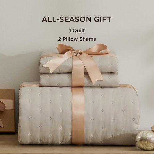 Bedsure California King Quilt - Linen Bedspread California King Size & Lightweight Comforter, Modern Farmhouse Coverlet with Clover Pattern, Ultra Soft All-Season Bedding, 111x106 Inches