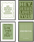 Locomiss Christian Wall Art Posters - Sage Green Jesus Decor for College Dorms | Set of 4 (12x16 Unframed)