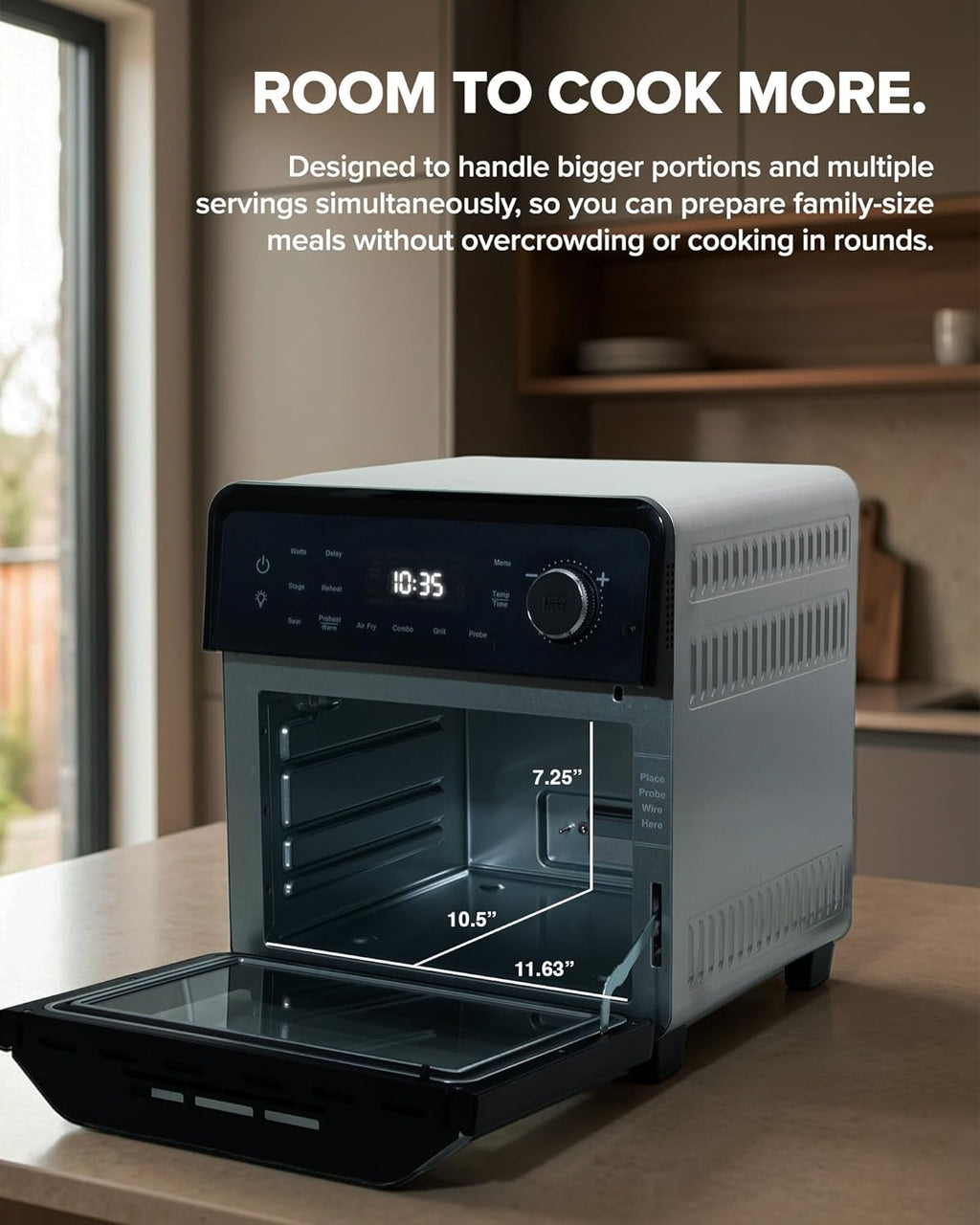 Nuwave Air Fryer Oven Combo - Even Heat & True Char Flavor | 150 Presets, Smart Probe, Stainless Steel