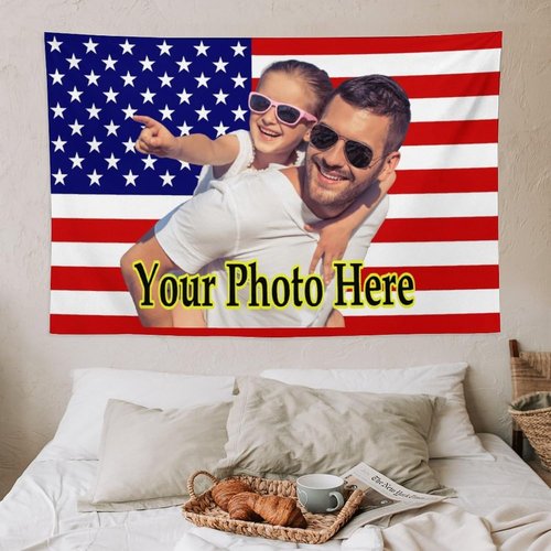 KAMXPOE Custom Wall Tapestry - Personalized Photo Blanket for Dorm Room | 60x40 Inch Horizontal Design