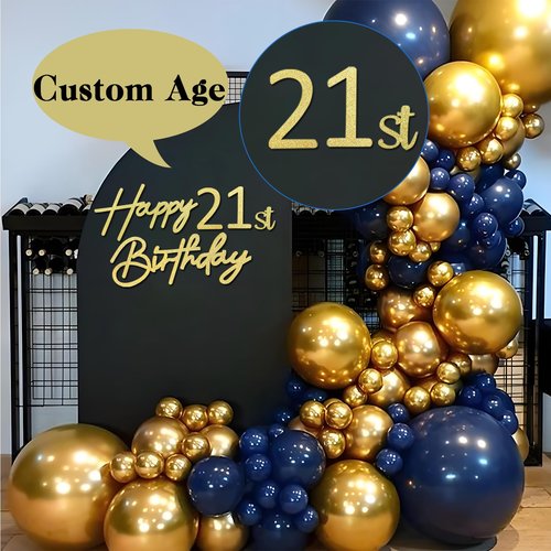 MASTRON Happy Birthday with 0-9 Numbers Sign for Backdrop - Glitter Felt Custom Age Happy Birthday Decal for Balloon Arch Birthday Decorations Baby Shower - Gold