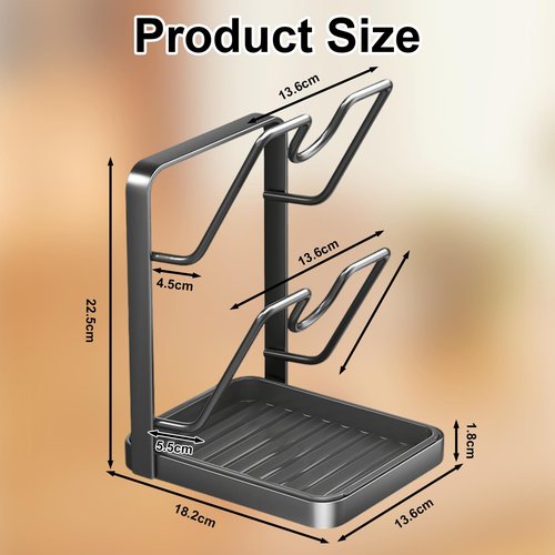 GROTOLY 2026 Kitchen Pot Lid Storage Rack,Double-Layer Pot Lid Holder With Tray,Multifunctional Kitchen Pot Lid Organizer for Countertop
