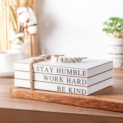 3 Piece Decorative Books Set White Home Decor Coffee Table Decor Rustic Stacked Decorative Books Stacked for Home Coffee Tables Shelves Stack Farmhouse(Retro Style)