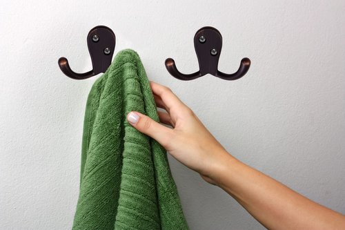 Design House Coat Hooks, Double Prong Hooks, Wall-Mounted, Steel Construction, Bath Robe & Towel Hooks, Oil Rubbed Bronze, 5-Pack, 2.86 in. W x 1.65 in. H x 0.98 in. D, 207738