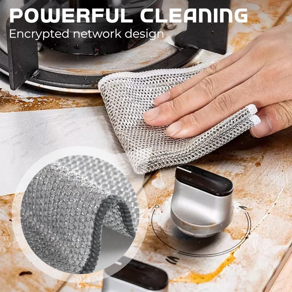 Skiennix Multifunctional Wire Dishcloths - Premium Non-Scratch Dishwashing Rags (10 Pack) for Wet & Dry Cleaning