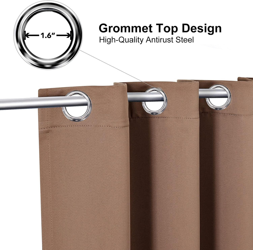 ChrisDowa Grommet Blackout Curtains - Thermal Insulated Room Darkening Panels (Cappuccino, 38W x 54L)