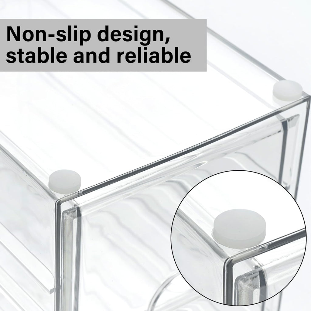 Prsildan Acrylic Drawer Organizer - 17 Clear Stackable Drawers for Craft, Makeup & Jewelry Storage
