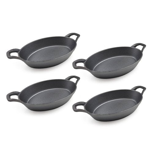 HAWOK Cast Iron Oval Casserole Dish, Au Gratin Cookware, 4 pcs
