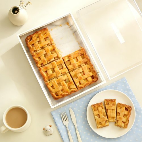 Large Acrylic Rectangular Cake Tray - Multifunctional Rectangle Cake Stand with Cover Lid - Pastry Serving Dessert Holder Tray for Party Home Kitchen Gift2 (White)