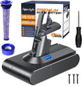 Dyson V8 Replacement Battery - Real Capacity 21.6V for Animal/Absolute/Motorhead/Fluffy SV10 | Includes 2 Filters & 3 Screws