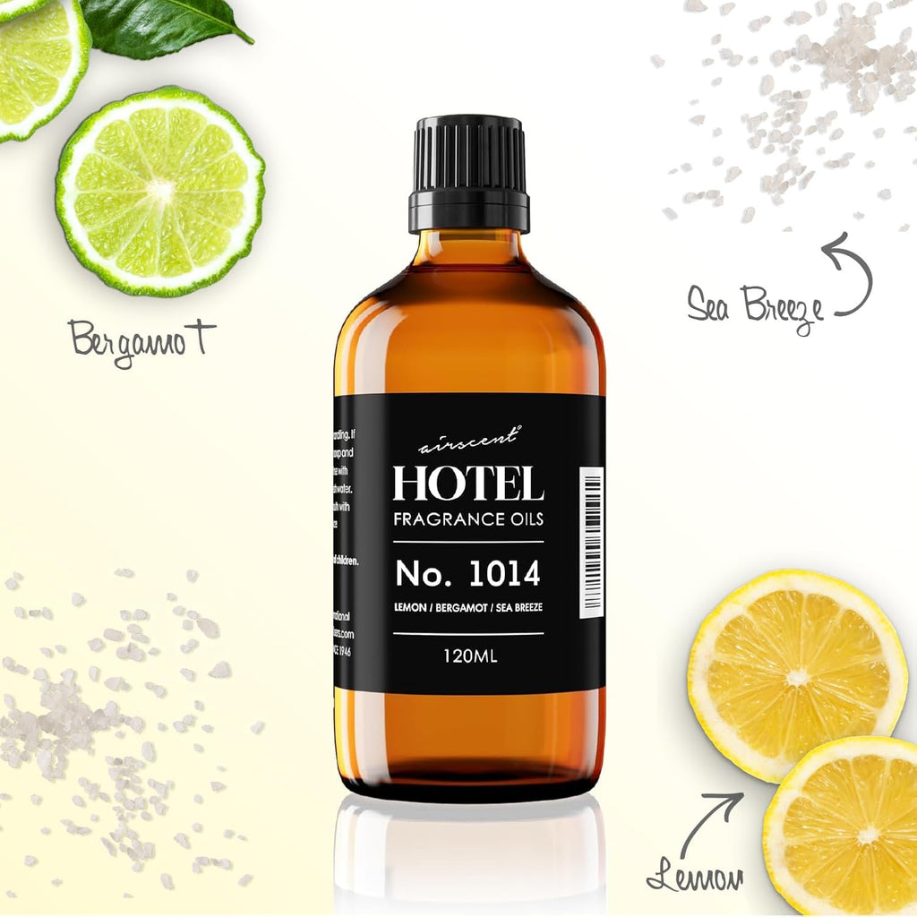 AirScent Hotel Diffuser Oil No. 1014 - Iconic 5-Star Coastal Blend - Lemon Bergamot Sea Breeze - 120 mL for Ultrasonic Diffusers