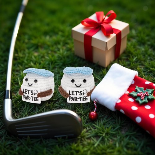 FunisFun Crochet Golf Ball - Positive Golf Gifts for Golfers, Fathers, Coworkers - Funny Emotional Support Presents for Men, Women, Golfer Enthusiasts and Birthdays