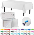 Party Solids White Plastic Table Cover Roll - 54 Inch X 300 Feet with Slide Cutter for Easy Cutting