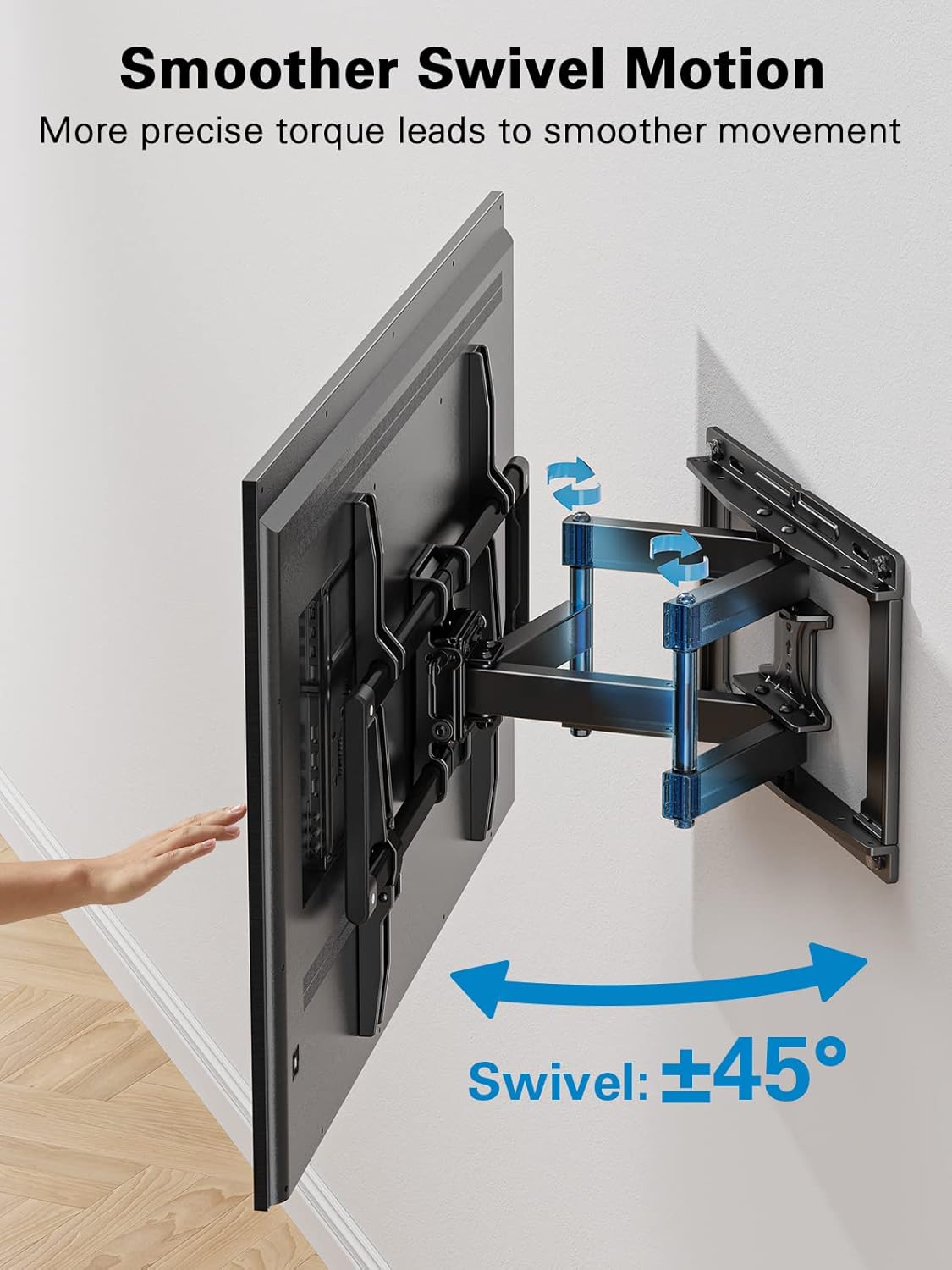 Pipishell Full Motion TV Wall Mount - Swivel Dual Arms for 40–82 Inch TVs | Max VESA 600x400mm, 110 lbs Capacity