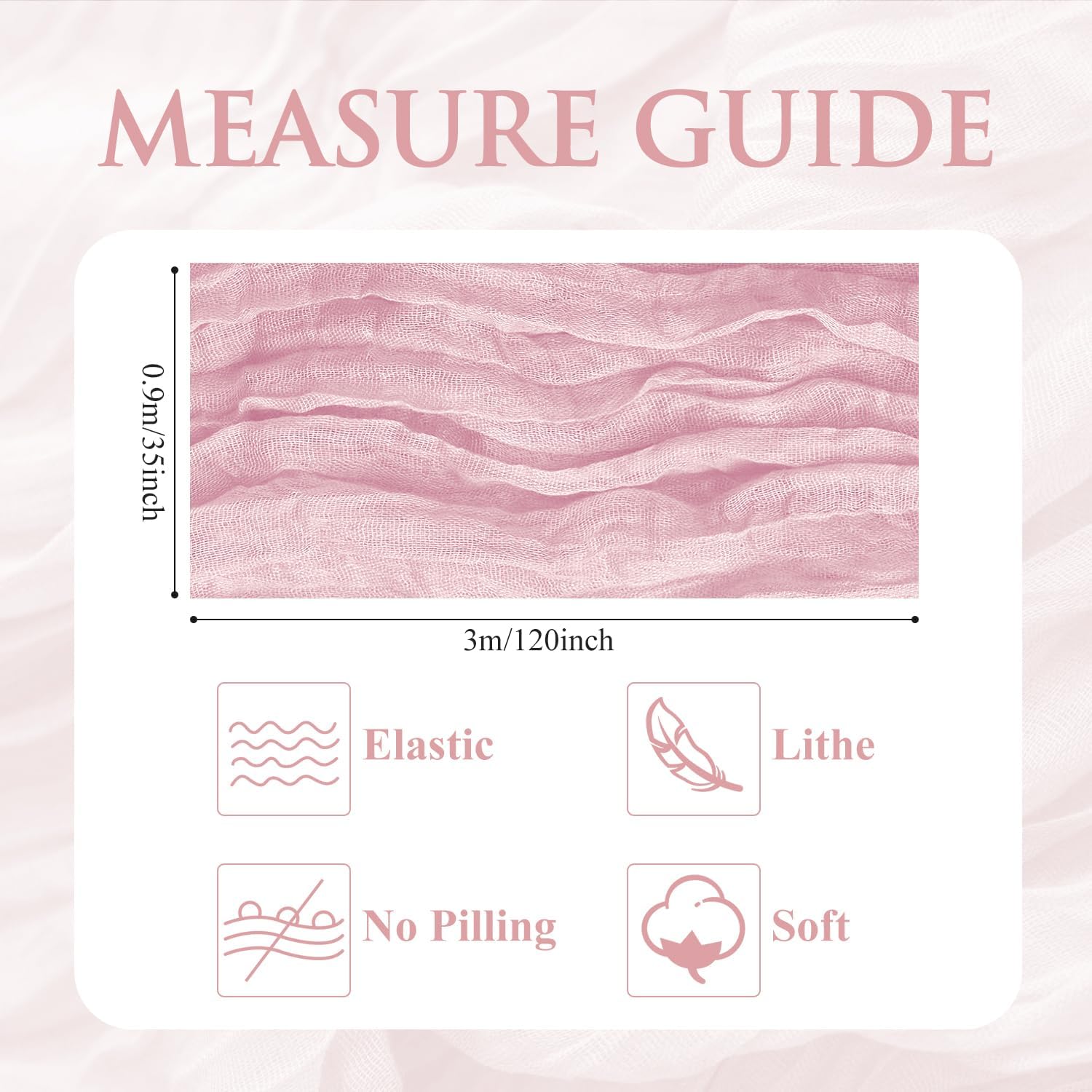 Skiennix 3PCS Table Runner Set - Blushing Pink Boho Gauze Cheesecloth for Summer Weddings & Parties