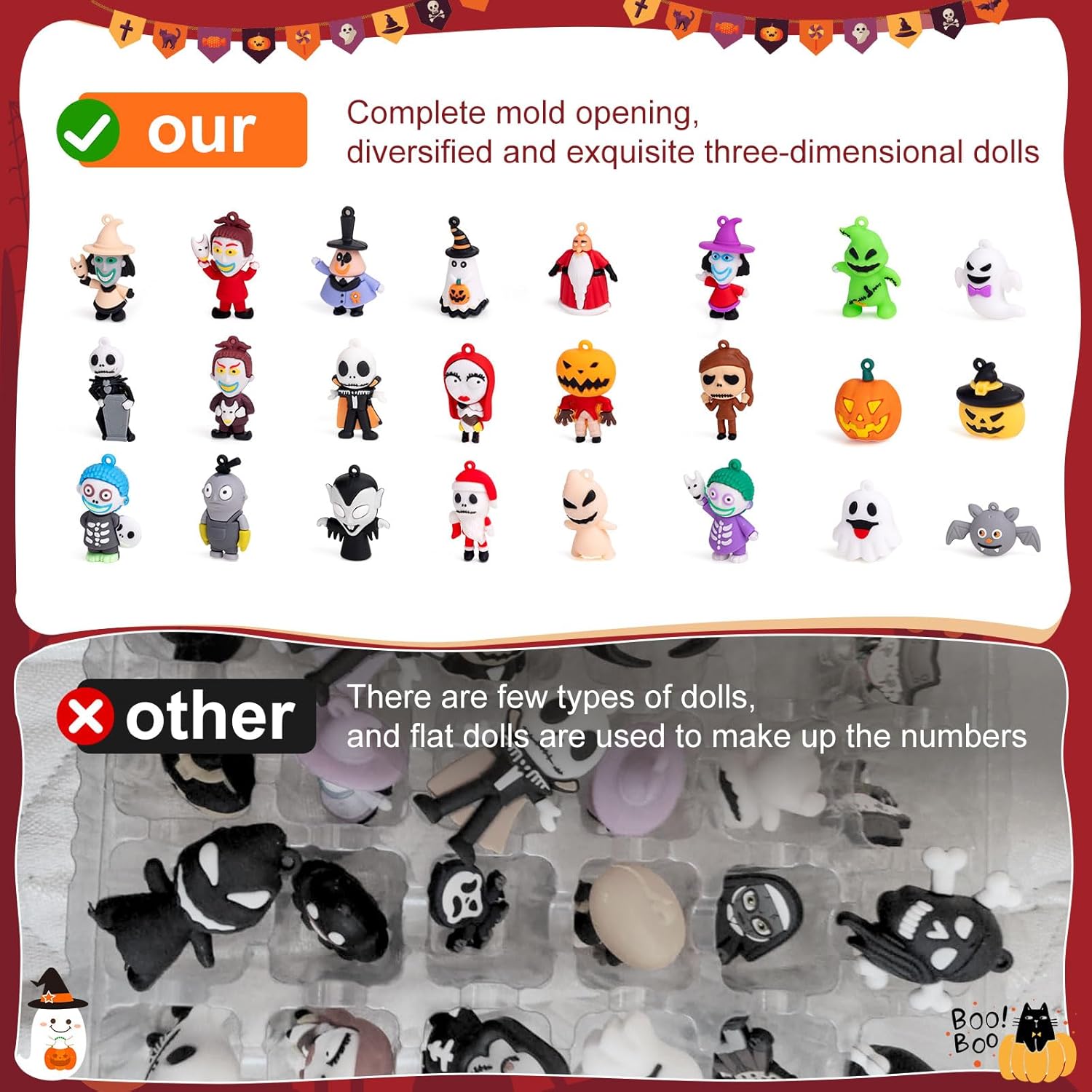 Skiennix Nightmare Advent Calendar - 24 Collectible Surprises for Kids & Adults | Halloween Countdown Fun