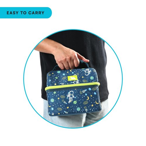 Arctic Zone Kids Lunch Box Combo with Gel Ice Pack and Sandwich Container, 2 Compartment Insulated Bucket for School or Travel Lunch, Space Odyssey