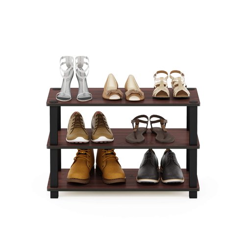 Furinno Turn-S-Tube Shoe Rack, 3-Tier Toolless Shoe Organizer, Shoe Storage, 11.6 x 23.6 x 22.2, for Closet Entryway, Office, Garage, Cherry Oak