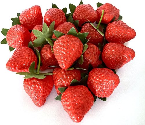 Aliotech 18PCS Realistic Artificial Red Strawberries - Lifelike Home Kitchen Decoration Props