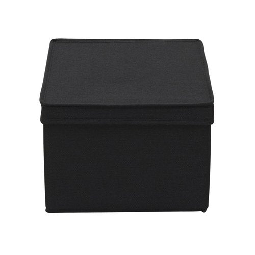 Household Essentials Large Fabric Storage Box With Lid Box, Black, Set of 2