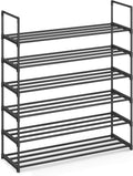 SONGMICS 6-Tier Shoe Rack - Stackable Metal Organizer for 24-30 Pairs - Black, 11.8 x 36.2 x 42.7 Inches