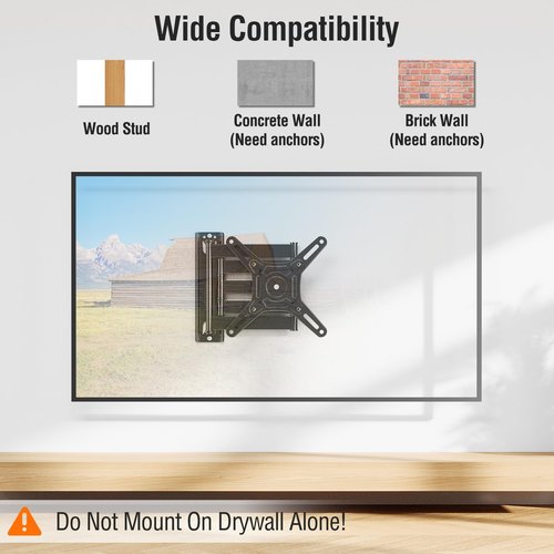 ELIVED Long Arm TV Wall Mount for Most 14-42 Inch tvs & Monitors, 21.7 Inch Long Extension TV Mount Swivel and Tilt, Full Motion Wall Mount Bracket Fit Max VESA 200x200mm, Holds up to 44 lbs.