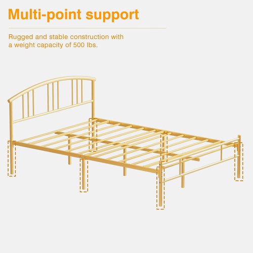VECELO Full Size Bed Frame with Headboard and Footboard,Full Bed Metal Platform Mattress Foundation,Sturdy Steel Slat/No Box Spring Needed/Under Bed Storage/Easy Assembly