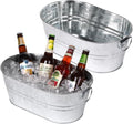 Galvanized Tub Beverage Tubs, 2pcs Metal Ice Buckets for Cocktail Bar 3 Gallon Wine Beer Drink Buckets with Handles Large Tub Cooler Mimosa Bar Supplies Ice Bucket for Parties 15x9x6inch(Galvanized)