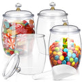 Nuogo 4 Pcs Plastic Candy and Cookie Jars with Lids Clear Cookie Container Candy Jars Large Airtight Apothecary Storage Organization for Wedding Home Kitchen Bar(128 oz)