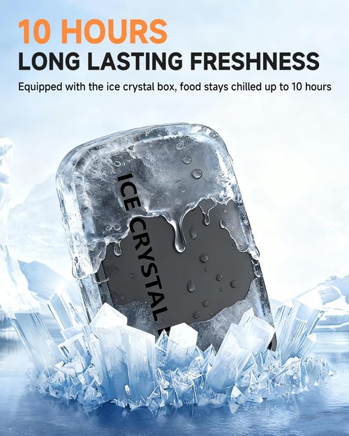 GEARGO 𝟐𝟎𝟐𝟔 𝐔𝐩𝐠𝐫𝐚𝐝𝐞𝐝 Cordless Electric Lunch Box, 1.6L & 24000mAh Rechargeable Heated Lunch Box with Ice Crystal Box, 24 Hours Scheduled Self Heating Lunchbox For Work Men Women(Blue)