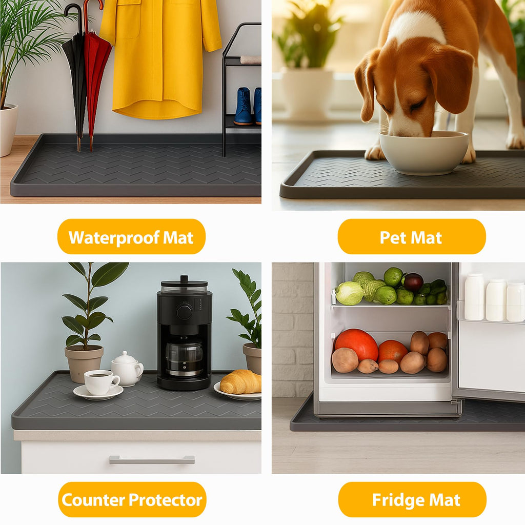 TigeJoy 19" x 19" Under Sink Mats for Kitchen Waterproof, Leak-Proof Silicone Mat Sink Protector and Cabinet Liner, Kitchen Essentials Organizer and Storage, Boot or Shoe Tray, Pet Feeding Mat